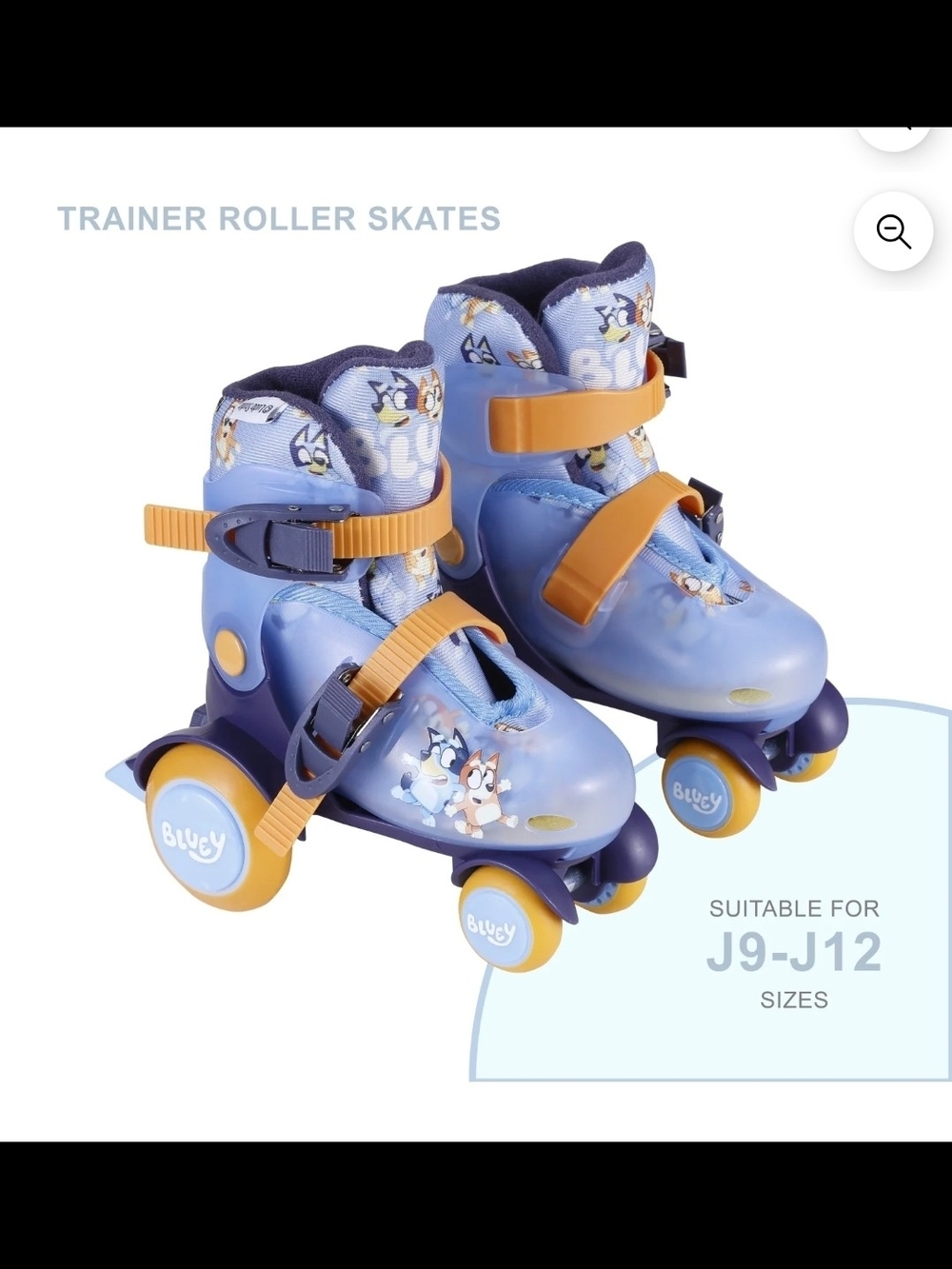 Bluey Kids Training Roller Skates, Adjustable Sizing, Size 9-12, Unisex